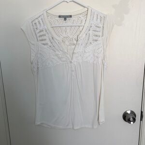 Daniel Rainn Cream Lace Accent Blouse